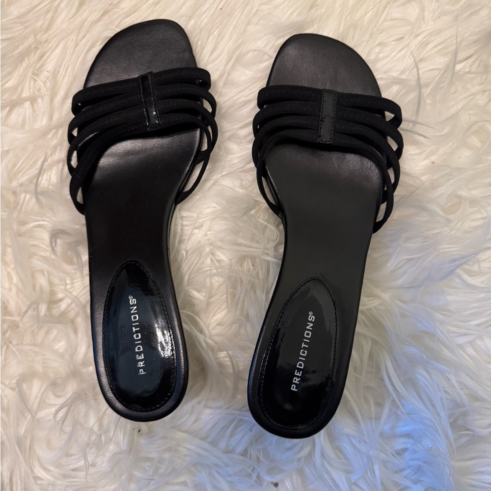 Predictions Black Strappy Slide Sandals